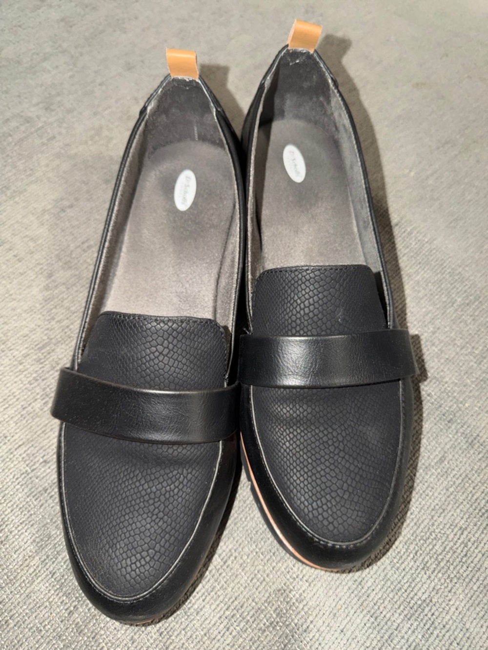 Classic Black Women's Loafers with Textured Upper WIDE WIDTH